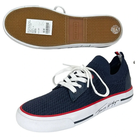 NWOB Tommy Hilfiger Gessie Navy Knit Stretch Womens Sneakers Size 7.5M - Picture 8 of 9